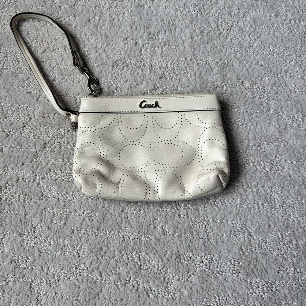Coach white/cream wristlet